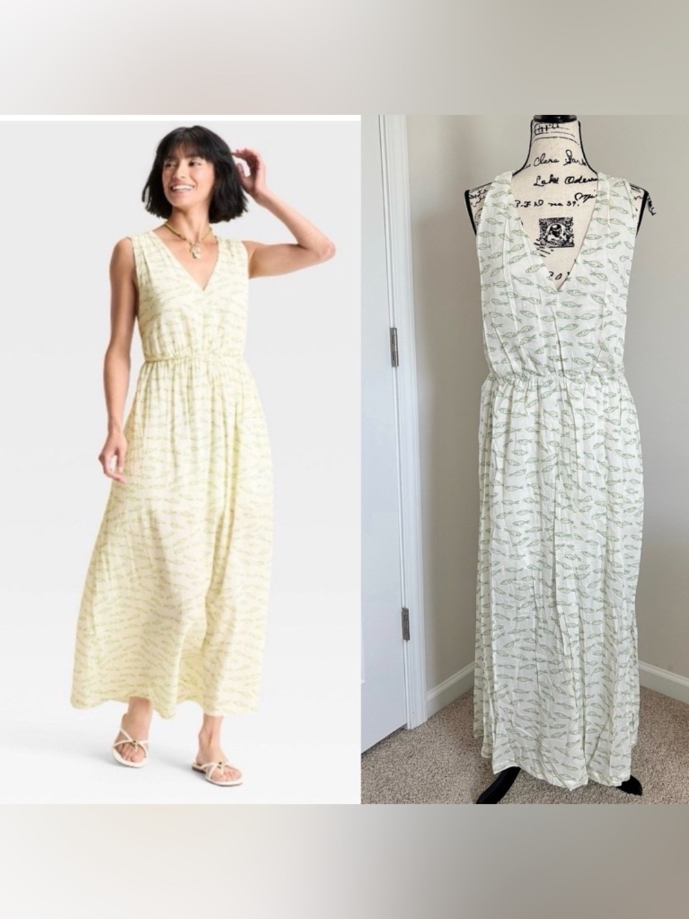 A New Day Women Sundress open back print Maxi Dress NEW